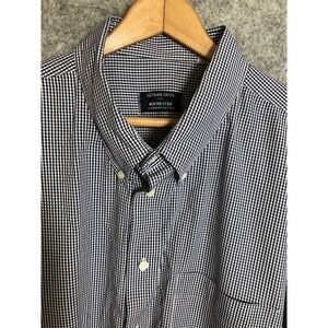 Gitman Bros. Shirt Mens 3XL Blue Gingham Check Cotton Career Casual Rochester